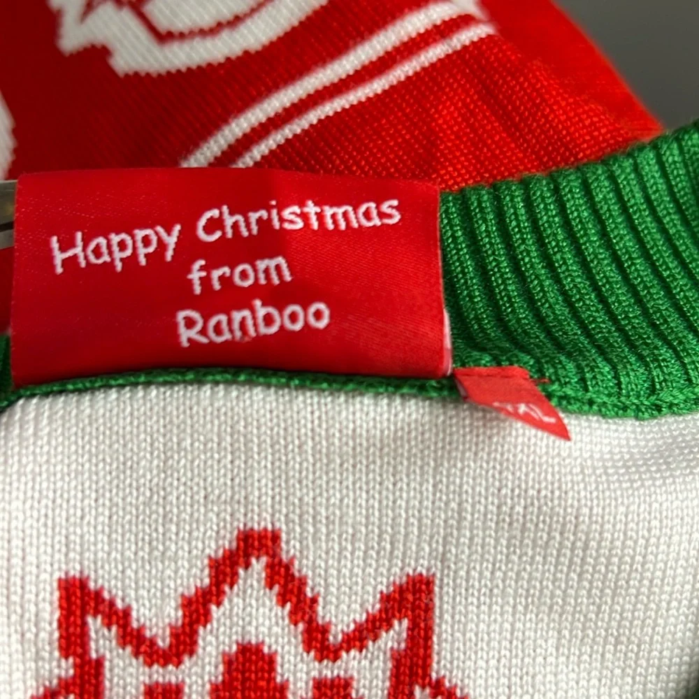 Ranboo Men's Necktie Holiday Christmas Long Sleeve Crewneck Sweater Size 4XL
